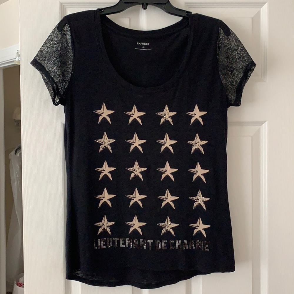 EXPRESS | Black graphic embellished tee